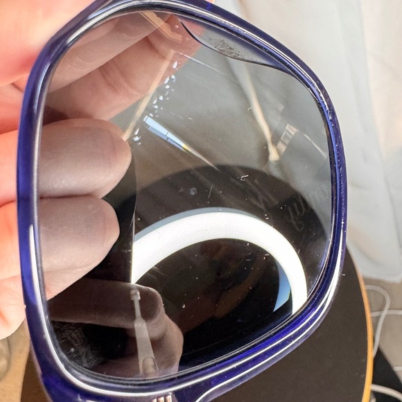 Origin OR1002 Sunglasses Oversized Blue Rectangular Frames Gold Accents Designer - Picture 12 of 13